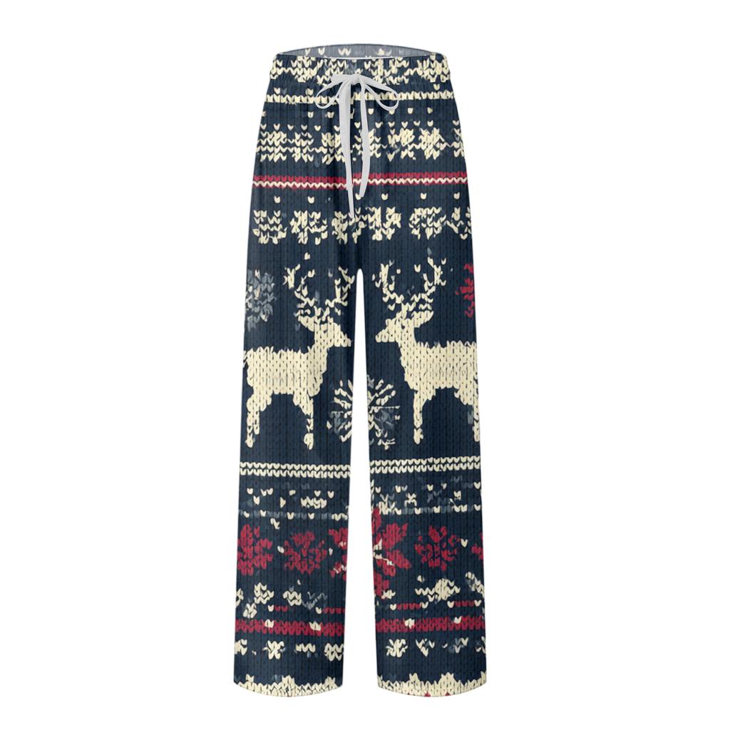 Herre Strikket Mote Trykk Lomme Casual Bukser Pyjamasbukser