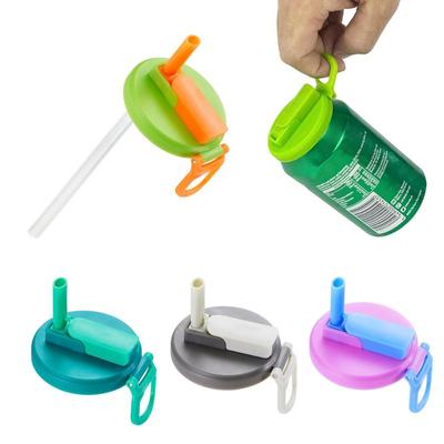 4 Pack/set Can Covers With Straws Silicone Soda Can Toppers Leakproof Can Lids For Kids Reusable Staw Can Covers For Beverage
