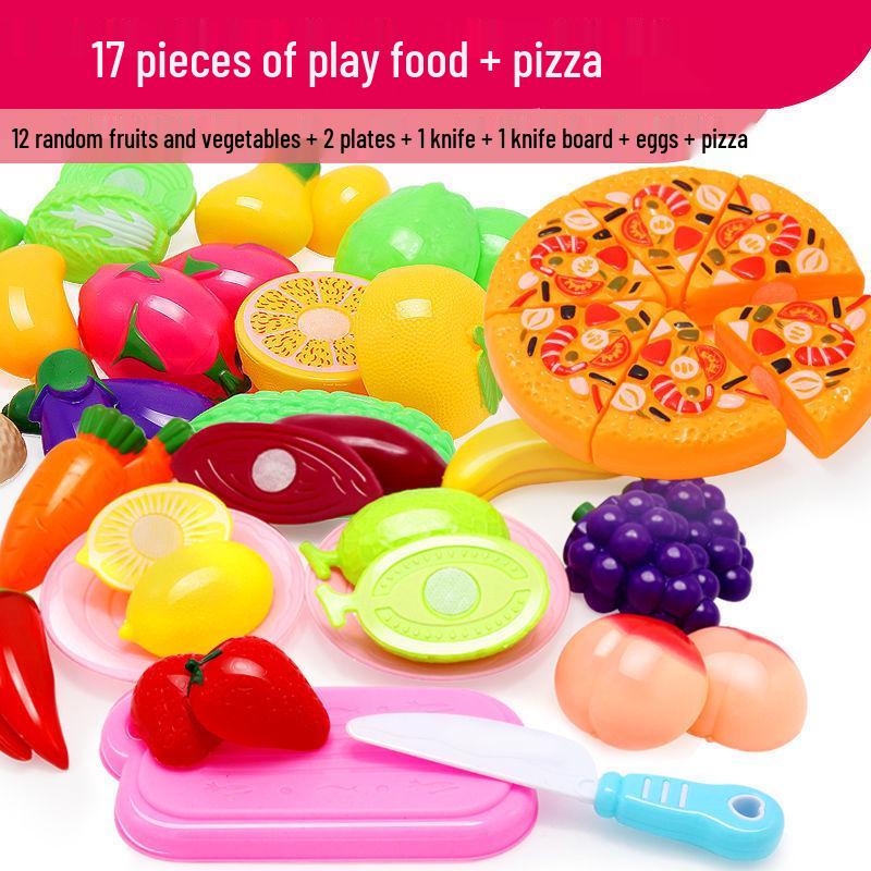 Large Kids' Grocery Cart with Fruit & Vegetable Play Set for Playhouse