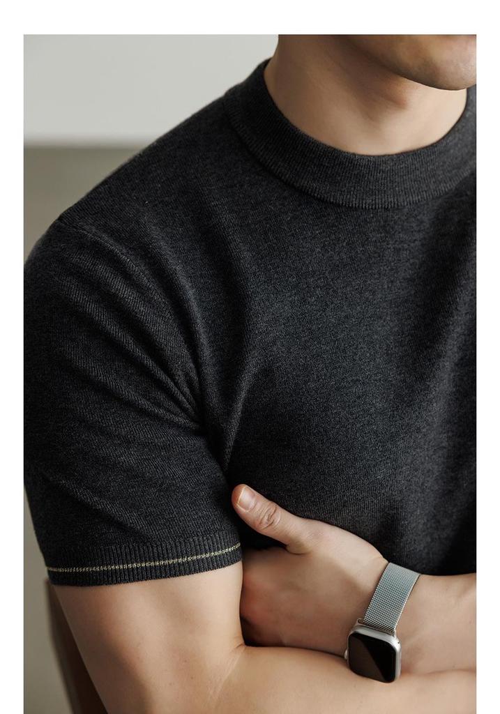Men's Wool Mulberry Silk Knit Short Sleeve T-shirt - 2026 Spring Fashion