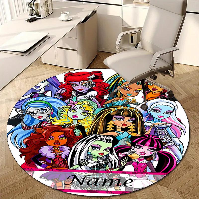 Personalized M-Monster High Draculaura Round Chair Office Rug - Perfect for Mat, Office Chair & More - Ideal Gift for Birthdays and Holidays