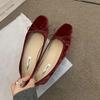 French Flat-bottomed Bow Single Shoes Women's 2025 New Spring Retro Grandma Shoes Ballet Shoes One Pedal Ladyshoes