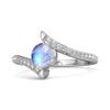 Moonstone Contemporary Pave Bypass Ring - 925 Sterling Silver