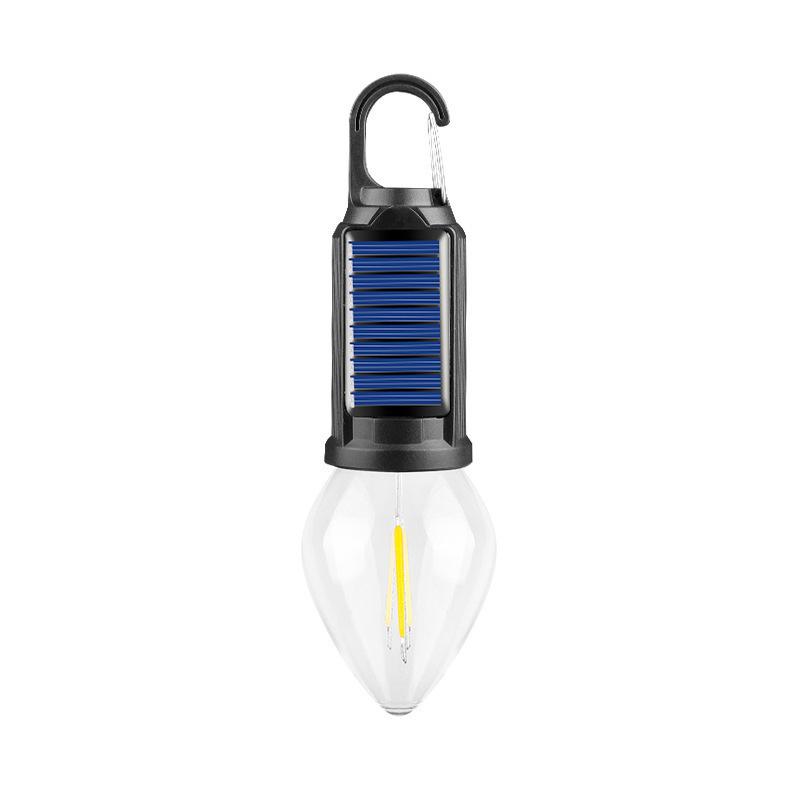 Solar-Powered Tungsten Filament Light Bulb: Emergency, Outdoor, and Camping Lantern with Hook