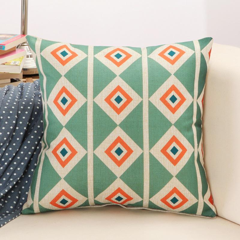 Geometric Floral Cushion Flowers Yellow Geometry Decorative Pillows Linen Pillowcas Home Decoration for Sofa Countryside
