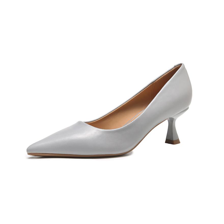 Soft Leather Concise Ladies Office Shoes  Spring Shallow Comfort 6.0cm High Heels Women Pumps Dress Pointy Toe Wedding Shoes