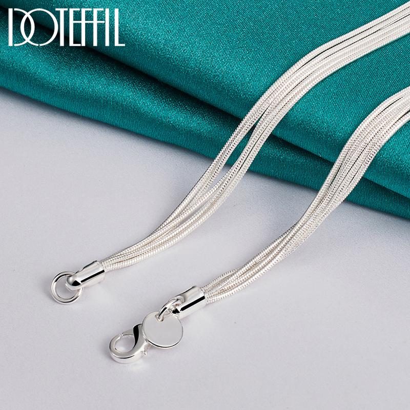 Lanț cu șarpe multiplu din argint 925. Colier cu pandantiv cu cinci inimi Bijuterii la modă pentru nuntă