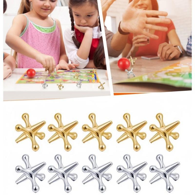 Relaxation Balls Set Tabletop Jacks Game with Metal Jacks And Soft Bouncy Balls For Stress Relief Student Relaxation Toy