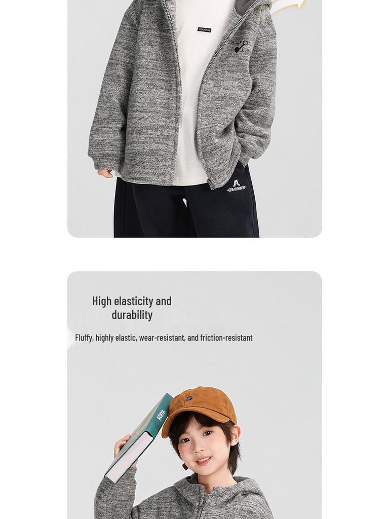 Fairy Tale Memory Boys' Fleece-Lined Hooded Jacket – Warm Winter Style 2025 for Mid-to-Large Children