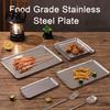 Gratfreie Metallplatte Edelstahl Rechteckige Schale Retro Rustikale BBQ-Platte für Bratenfleisch Sicher Kinder Abendessen Industrieller Stil Hot Pot Gericht