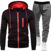 2026 Men's Casual Zipper Hoodie & Sweatpants Set - Solid Color