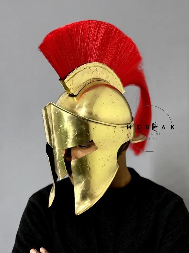 Spartan Helmet with Red Plume: King Leonidas Cosplay, Larp Helmet