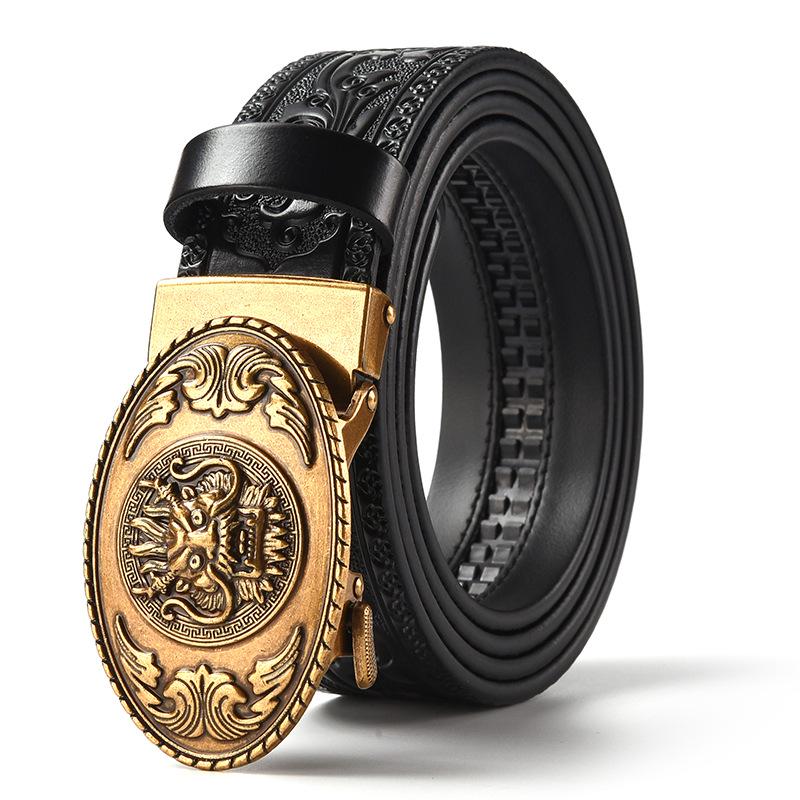 

Мужской ремень из натуральной кожи в стиле ретро с тисненым дизайном в виде головы дракона 130 cm