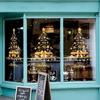 Christmas Window Stickers Large DIY Static Decorations Removable Golden Christmas Tree Decals for Wall Door Mirror Home