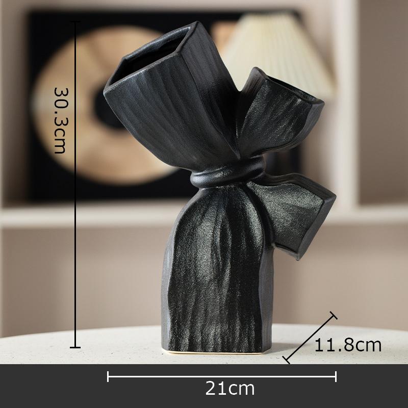 Bowknot Matte Ceramic Vase Table Decoration Creative Artificial Flower Decorative Flowers Arrangement Room Aesthetic Decor