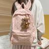 Cute Star Print Corduroy Backpack Large Capacity Casual School Bag for Students