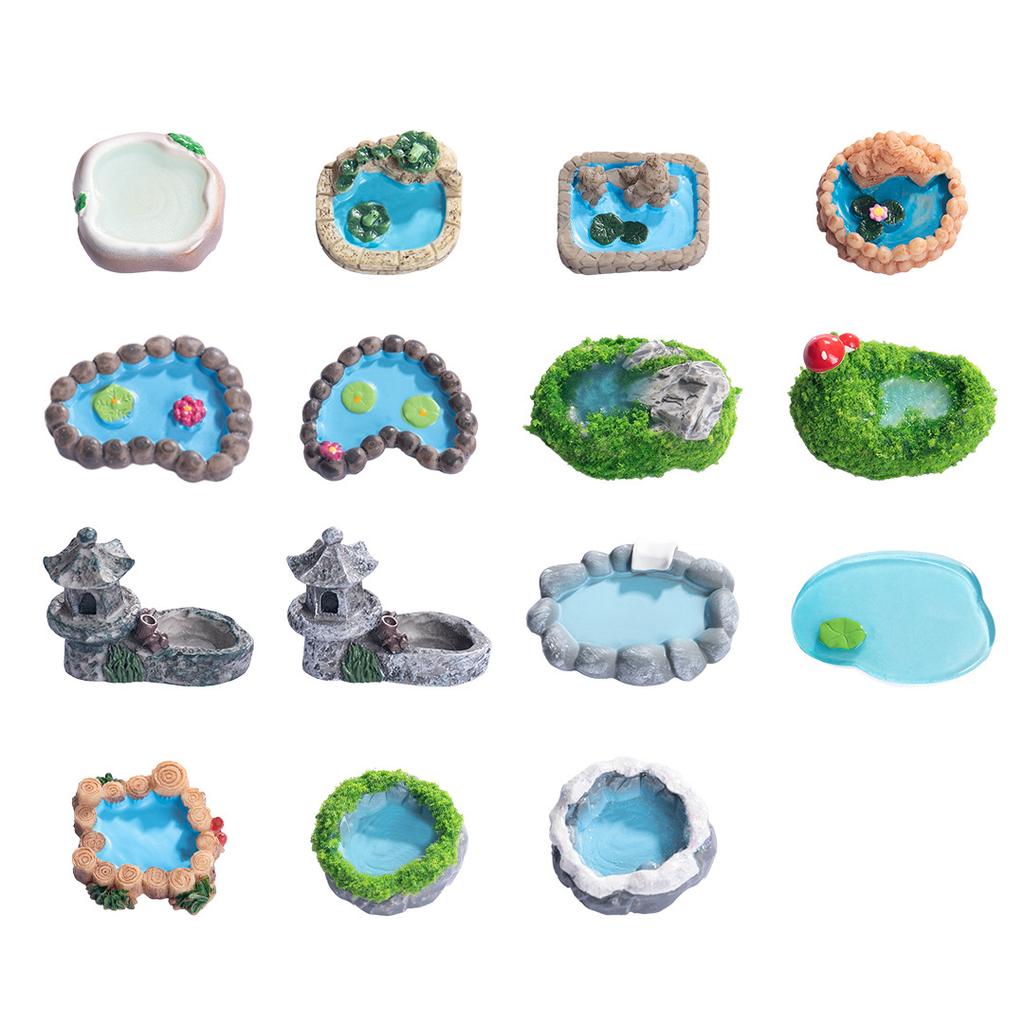 Creative Simulation Pool Figurine Ponds Model Resin Craft Moss Micro Gardening Landscape DIY Decorative Accessories