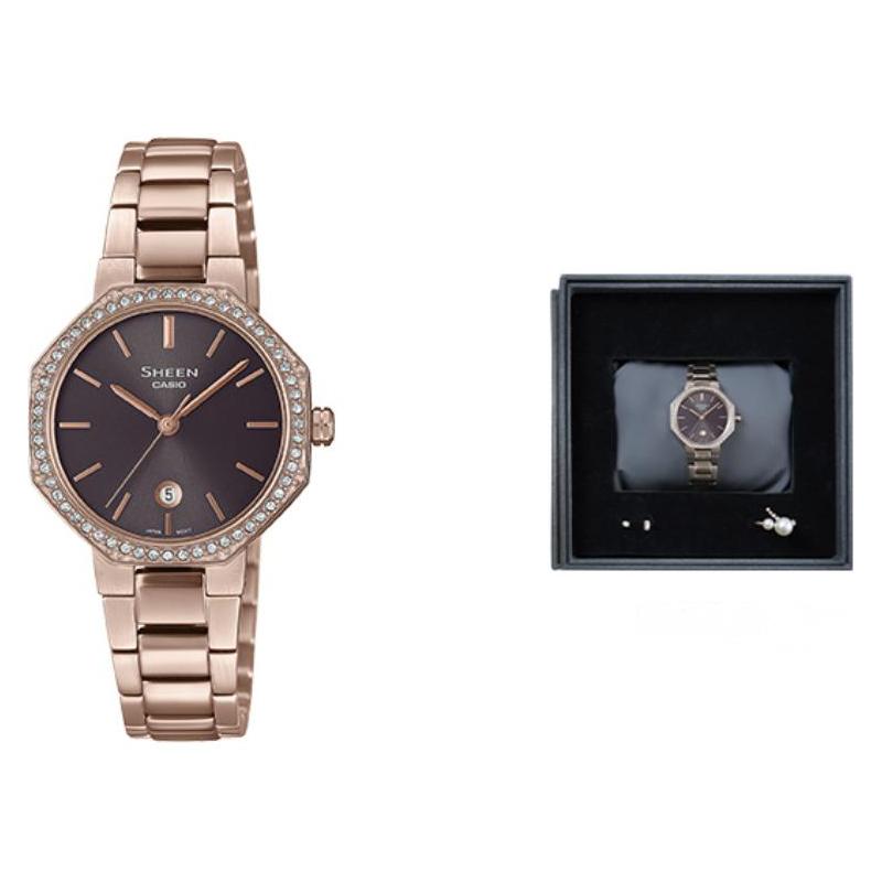 

Casio SHEEN Quartz Movement Steel Strap Japanese and Korean Watch Women s Watch Gray Dial SHE-4552CG-8AUPRS серый