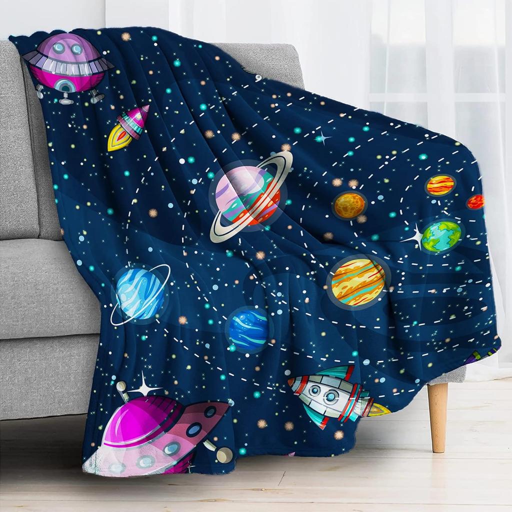 Stylish Space Throw Blanket Lightweight Flannel Throw Classic Space Soft Comfy Plush Blanket For Home Decor Perfect Sofa Office