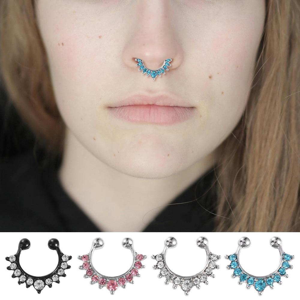 Unisex Trendy Punk U Shape Metal Geometric Body Jewelry Bear Nose Cuff Nose Stud Fake Nose Ring