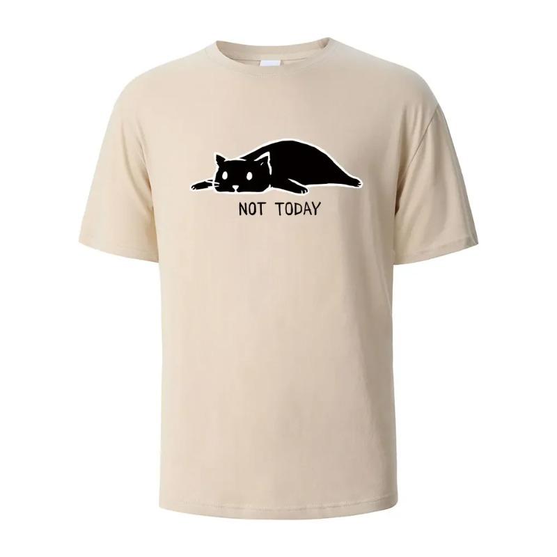 Not Today Funny Printed T-shirts for Men 100% Cotton Summer Breathable Comfortable Tops Short-Sleeved O-neck Basic Men Clothing