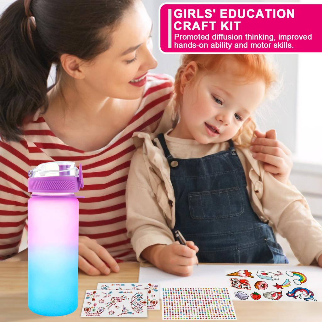 Water Bottle Kits Pretty Colorful Kids Water Bottle Gifts Safe Mermaid Water Bottle with Stickers Attractive Decorate Your Own