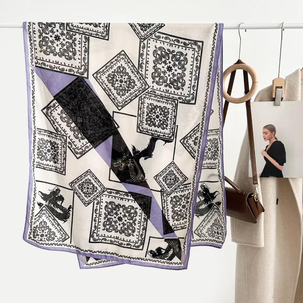 70X180Cm Retro Cashew Print Scarf Women'S Autumn And Winter Polyester Fiber Scarf Warm Sun Protection Neck Shawl