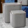 Caixas de armazenamento em formato de pied-de-poule, sacos para armazenamento de cobertores de roupas, recipientes de armazenamento com alças, organizadores de armários