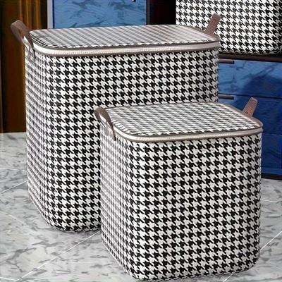 Contenitori portaoggetti a pied de poule, borse portaoggetti per coperte e vestiti, contenitori portaoggetti con manici, organizer per armadi