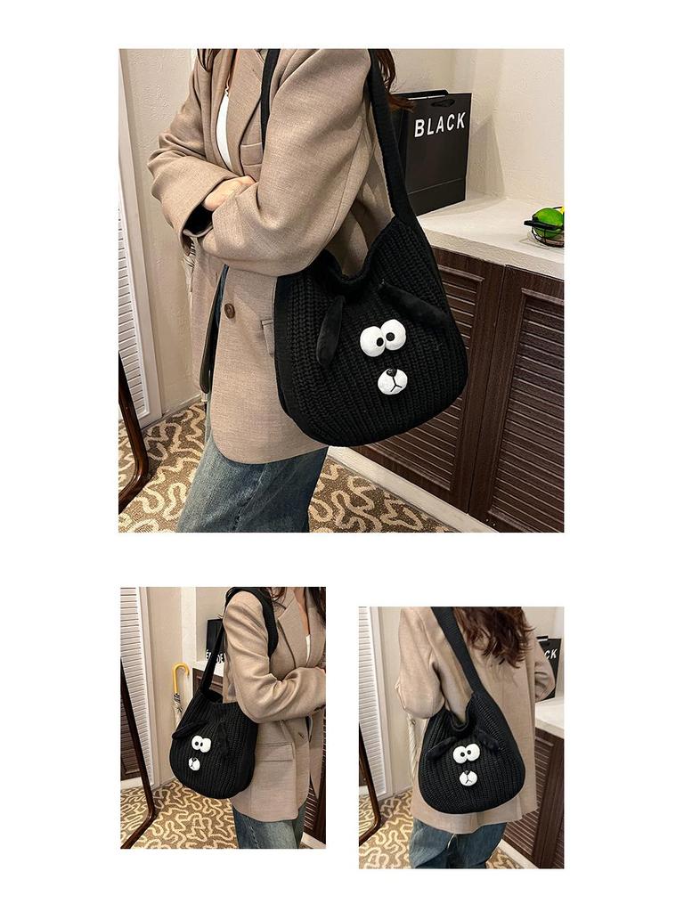 2025 Stylish Knitted Dog Crossbody Bag - Large Capacity Autumn/Winter Shoulder Bag for Women