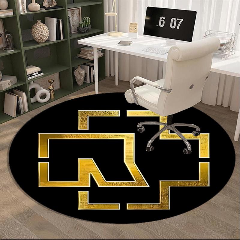 Ramms Rock Band Fire Logo Round Carpet Chair Cushion Round Entryway Rug, Soft Round Rugs for Living Room, Bedroom, Circle Carpet Decor Gifts