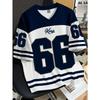 2025 Summer New Men's 66 Letter King Printed T-shirt Men's Short Sleeve Sportswear Football T-shirt Vintage T-shirt Men's Clothi