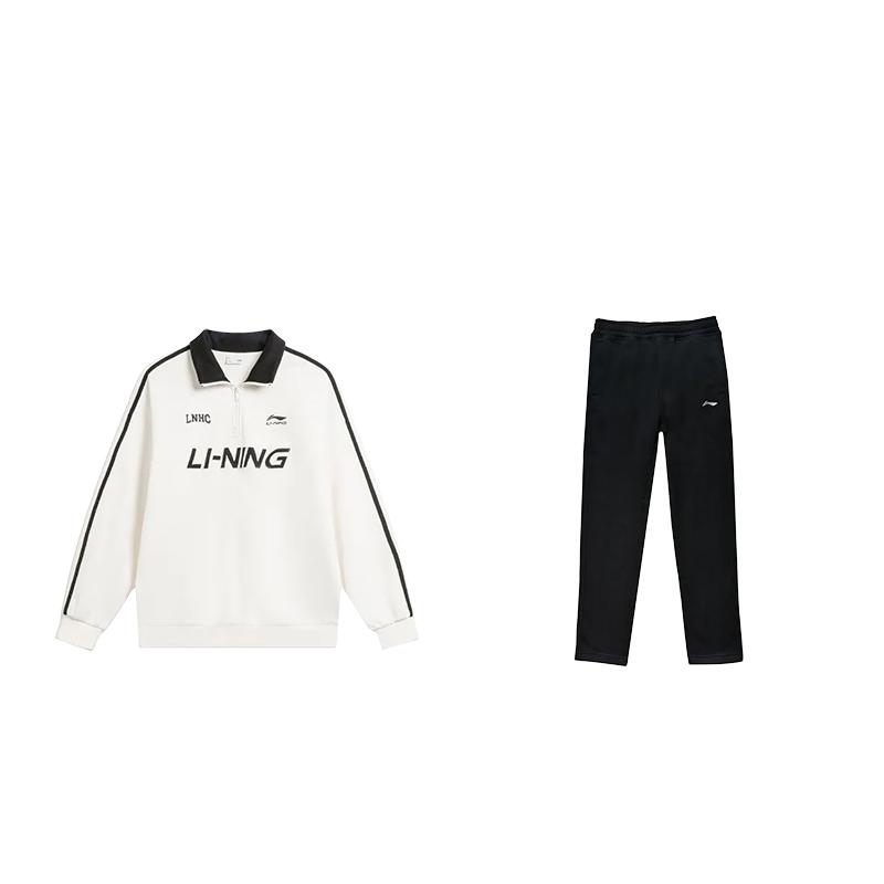 

Li Ning Ретро Лого Буквы Флис Пуловер Воротник Длинный Рукав Прямые Штанины Эластичная Талия Спортивные Штаны Толстовка Комплект Мужской AWDU919-1+YKLT415-1 XXXL