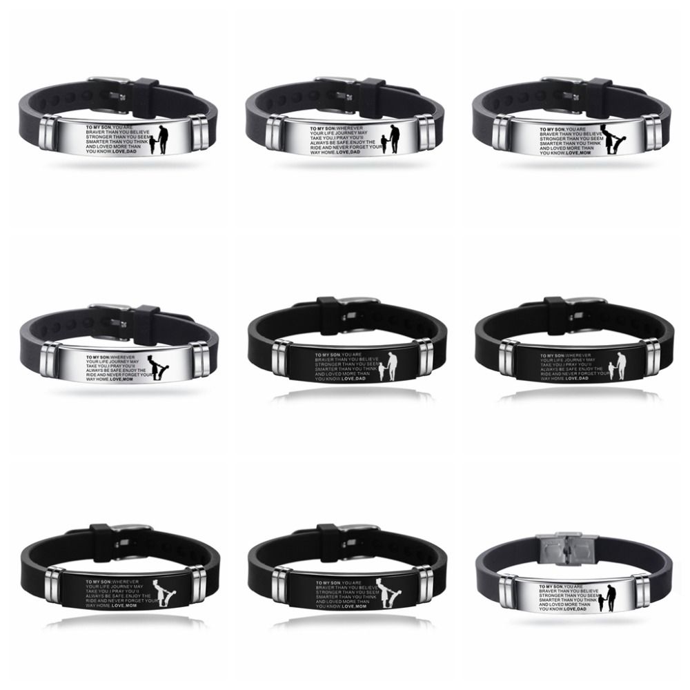 Adjustable Stainless Steel Inspirational Quote Bracelets Wristband Gifts Bracelet for Son Personalized Encourage Bracelets Gift