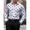Camisa de Lunares para Hombre Casual, Transpirable, Cómoda, Moderna y Tendencia, Camisa de Manga Larga para Hombre, Camisa con Cuello