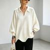 Women's Casual Solid Color Knit Sweater - Long Sleeve Pullover