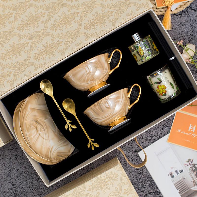 

JUNSHIQI LIU Ceramic Coffee Cup & Aromatherapy Gift Set Two Coffee Cups + Aromatherapy Gift Box
