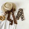 Ins Leopard Print Streamer Silk Scarf Long Strip High-End Temperament Versatile Polka Dot Long Strip Silk Scarf Hair Belt Hair Accessories Belt
