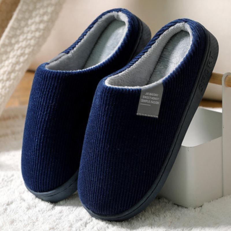 Unisex Plush Home Slippers, Cozy & Warm Closed Toe Fuzzy Slip On Shoes, Comfortable Indoor Floor Slippers