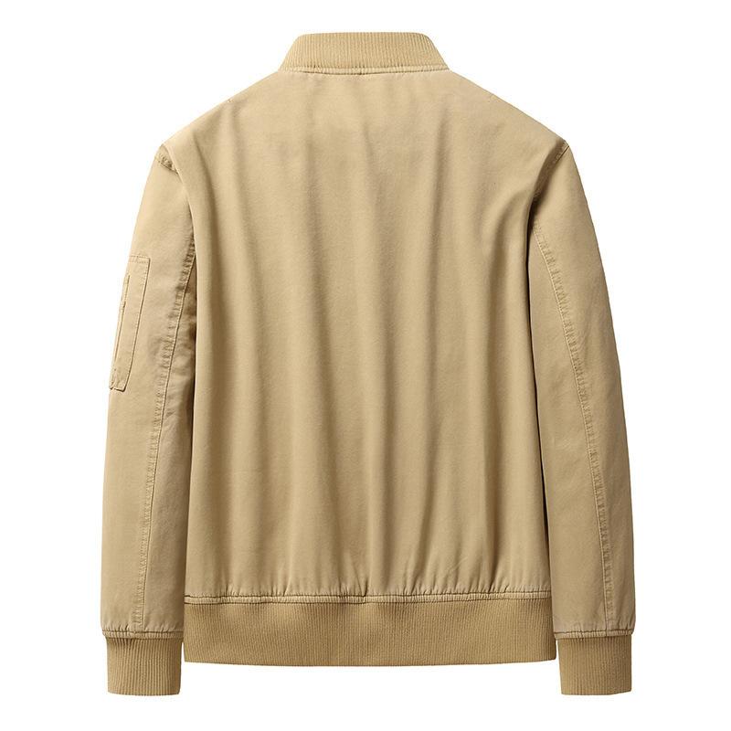 Casual Jacket Men's Middle-aged Thin Pilot Baseball Jersey Men's Spring and Autumn Short Stand-up Collar Tooling Jacket