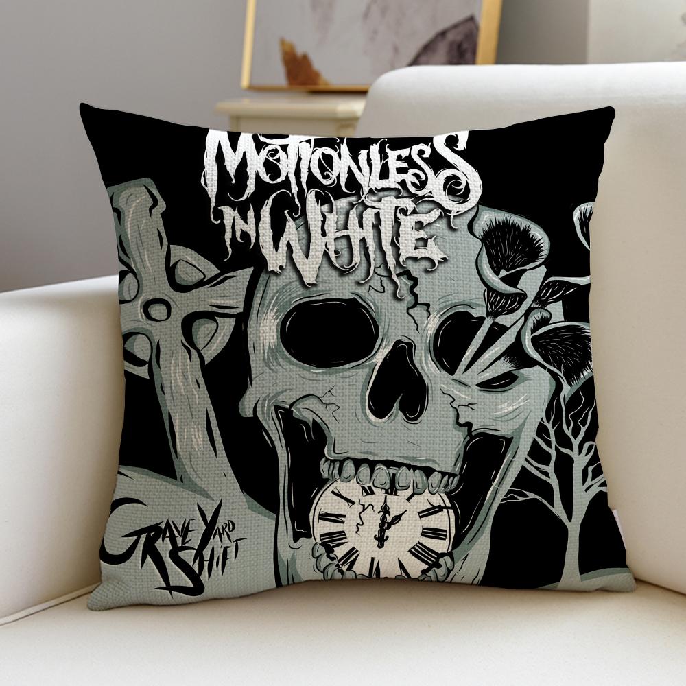 Gothic MMotionless In WhiteS Cushion Cover Breathable and skinfriendly linen pillowcase square removable and washable cushion