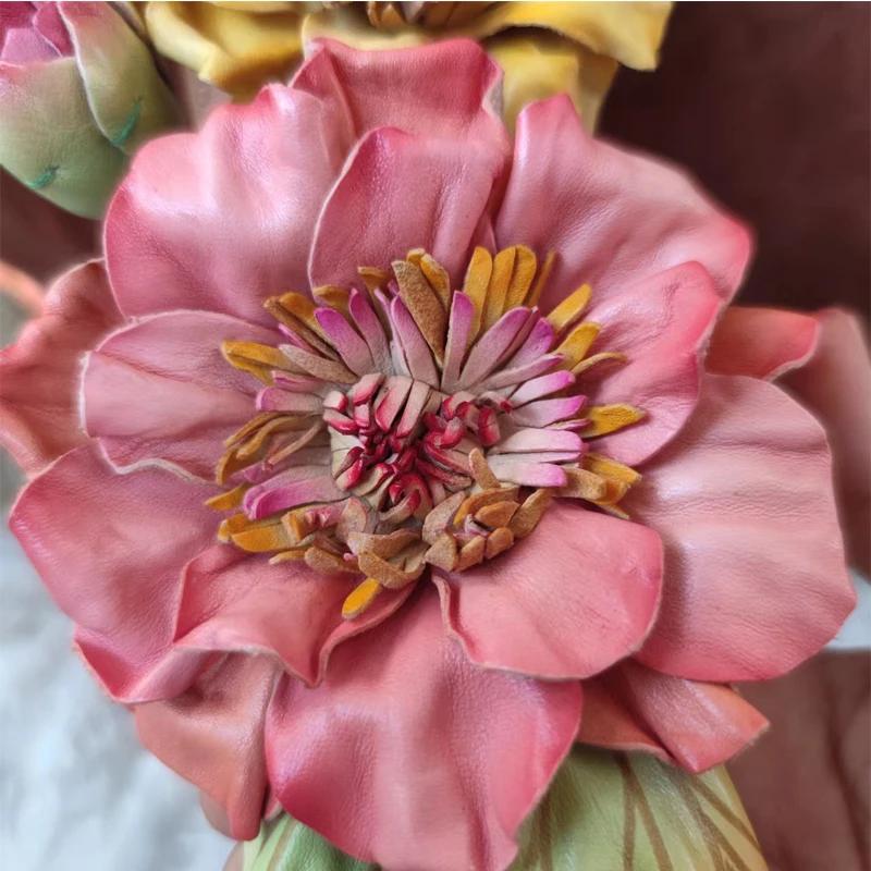 Personalisierter Echtleder Handgefertigter Blumen Taschenanhänger Kundenspezifische Geschenke für Mutter Valentinstagsgeschenke