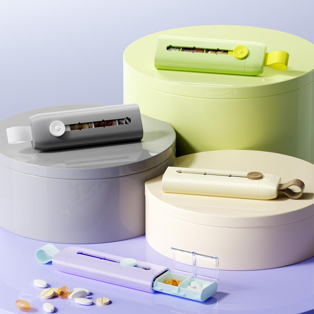 Caixa de Pílulas Moderna Minimalista com 3 Compartimentos ABS+PC Silicone à Prova de Poeira Portátil Organizador de Medicamentos de Viagem para Armazenamento Diário de Medicamentos
