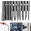 10PCS Magnetic Hexagon Screwdriver Bit   Steel 1/4 Inch Metric 50mm H1.5-12