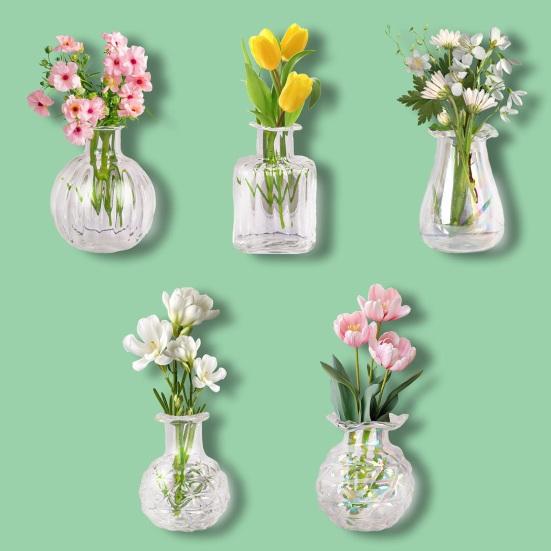 5/10Pcs Mini Glass Vase Refrigerator Magnet Home Office Kitchen Locker Fridge 3D Miniature Flower Vase Magnetic Decoration Ornament
