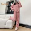 2-teiliges Winter-Pyjama-Set für Unisex, Stehkragen, einfarbig, Reißverschluss, verdicktes Korallenvlies, Homewear, Mantel, Hosen-Set, lockere Loungewear, Nachtwäsche