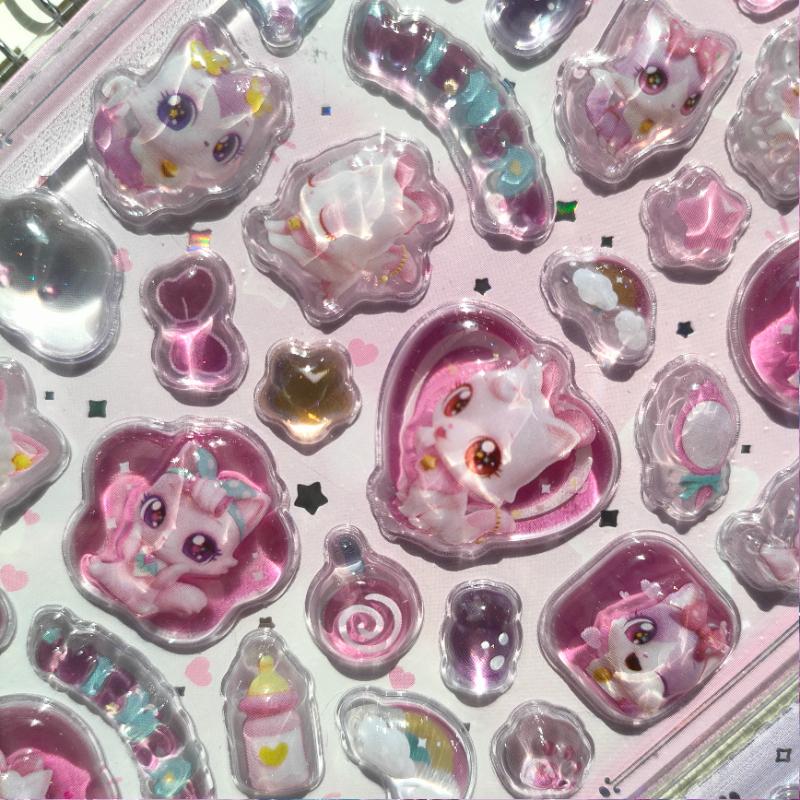 Cute Cartoon Candy Relief Stickers, 3D Shiny Decals for Kids Scrapbook Journal DIY Craft