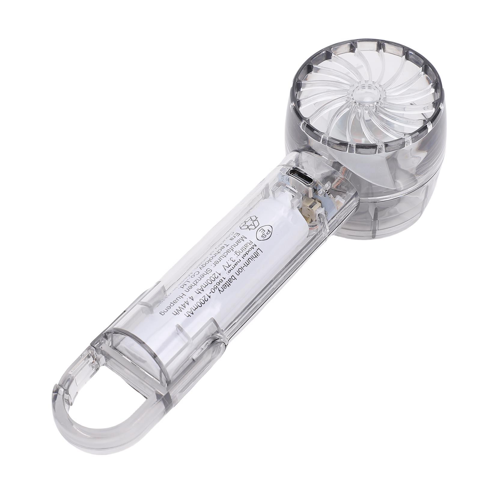 Handheld Fan 3 Gear Speeds and Cooling Mode USB Ice Compress Transparent Outdoor Handheld Fan for Travel