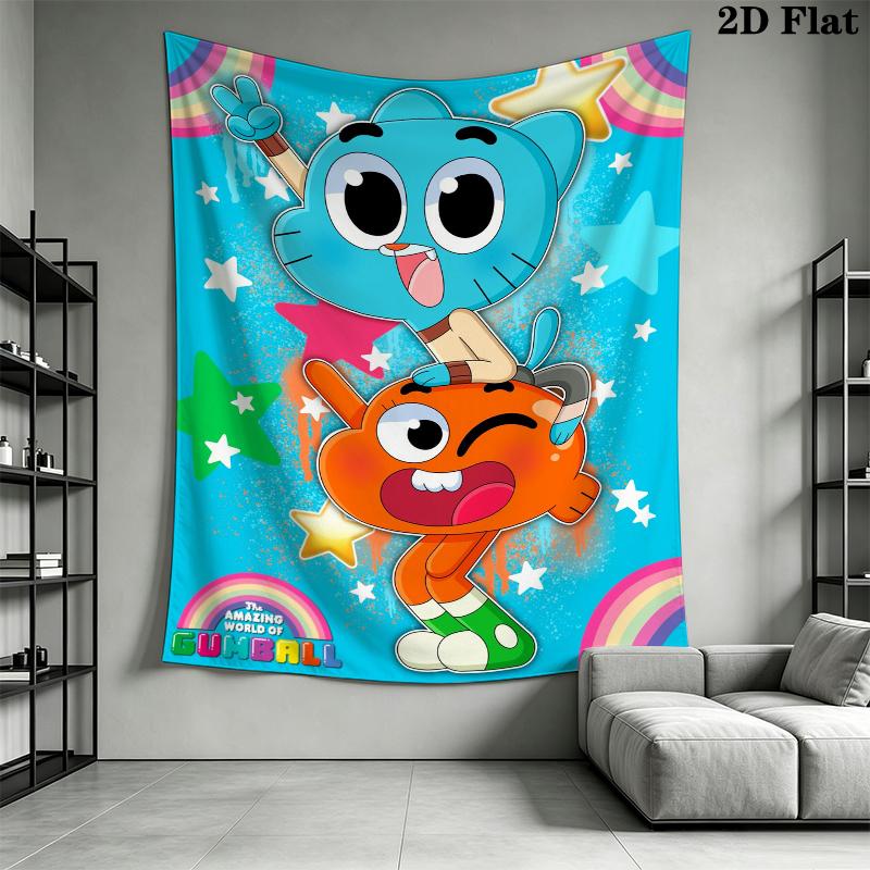 The Amazing World of Gumball Wall Tapestry Aesthetic Wall Hanging Printed Fabric Blanket Decorative Tapestries for Bedroom Living Room Home Decor