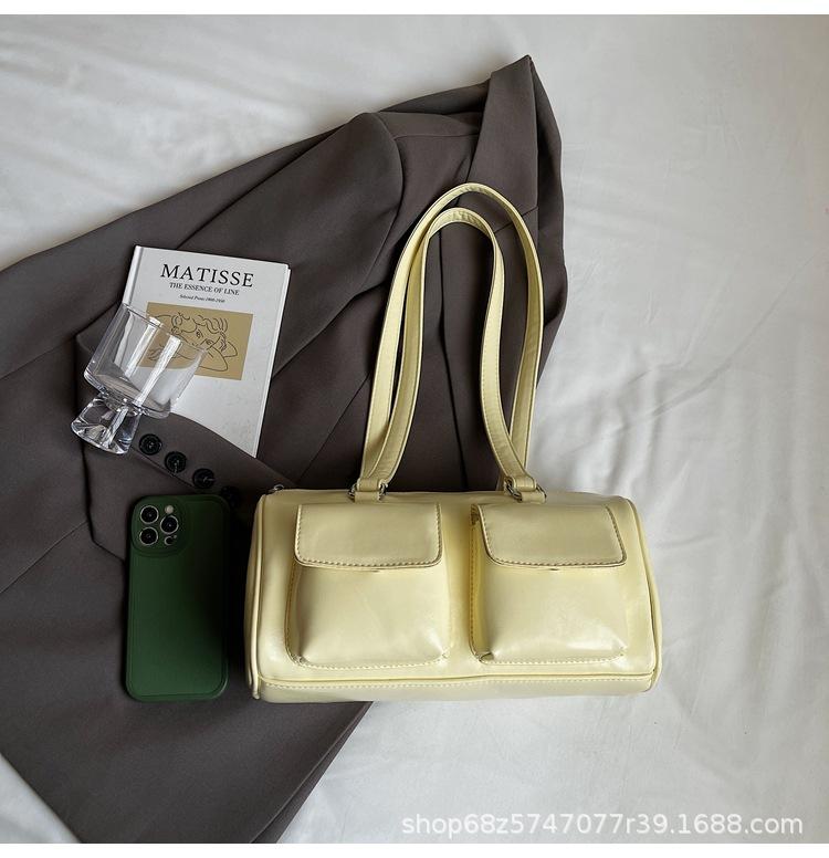 2025 New Niche Design Retro Handbag Bag Korean Version Fashion Ins Double Pocket Large Capacity Underarm Shoulder Bag